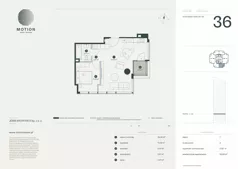 2 pokoje, apartament 52,64 m², piętro 7, oferta nr A2.36, Motion Tower, Warszawa, Wola, Mirów, ul. Wronia 9