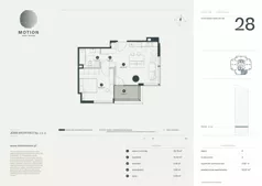 2 pokoje, apartament 50,57 m², piętro 6, oferta nr A2.28, Motion Tower, Warszawa, Wola, Mirów, ul. Wronia 9