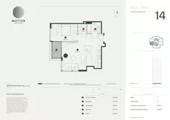 2 pokoje, apartament 65,80 m², piętro 4, oferta nr A2.14, Motion Tower, Warszawa, Wola, Mirów, ul. Wronia 9