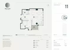 2 pokoje, apartament 71,22 m², piętro 4, oferta nr A2.11, Motion Tower, Warszawa, Wola, Mirów, ul. Wronia 9