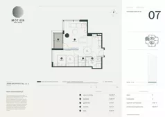 2 pokoje, apartament 59,49 m², piętro 3, oferta nr A2.7, Motion Tower, Warszawa, Wola, Mirów, ul. Wronia 9