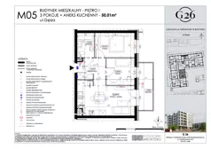 3 pokoje, mieszkanie 50,01 m², piętro 1, oferta nr 5, Gęsia 26 - Bud. A2, Lublin, Węglin Południowy, Węglin, ul. Gęsia 24