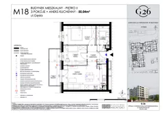 3 pokoje, mieszkanie 50,04 m², piętro 2, oferta nr 18, Gęsia 26 - Bud. A2, Lublin, Węglin Południowy, Węglin, ul. Gęsia 24