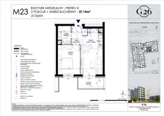 2 pokoje, mieszkanie 37,15 m², piętro 3, oferta nr 23, Gęsia 26 - Bud. A2, Lublin, Węglin Południowy, Węglin, ul. Gęsia 24