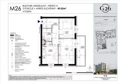 2 pokoje, mieszkanie 49,02 m², piętro 3, oferta nr 26, Gęsia 26 - Bud. A2, Lublin, Węglin Południowy, Węglin, ul. Gęsia 24