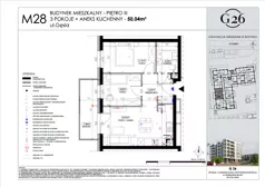 3 pokoje, mieszkanie 50,04 m², piętro 3, oferta nr 28, Gęsia 26 - Bud. A2, Lublin, Węglin Południowy, Węglin, ul. Gęsia 24