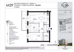 3 pokoje, mieszkanie 52,27 m², piętro 3, oferta nr 29, Gęsia 26 - Bud. A2, Lublin, Węglin Południowy, Węglin, ul. Gęsia 24