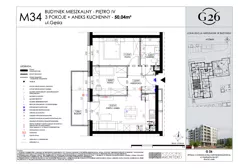 3 pokoje, mieszkanie 50,04 m², piętro 4, oferta nr 34, Gęsia 26 - Bud. A2, Lublin, Węglin Południowy, Węglin, ul. Gęsia 24