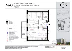 3 pokoje, mieszkanie 50,04 m², piętro 5, oferta nr 40, Gęsia 26 - Bud. A2, Lublin, Węglin Południowy, Węglin, ul. Gęsia 24
