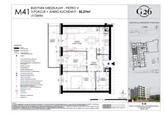3 pokoje, mieszkanie 52,27 m², piętro 5, oferta nr 41, Gęsia 26 - Bud. A2, Lublin, Węglin Południowy, Węglin, ul. Gęsia 24