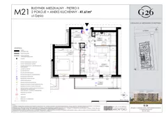 2 pokoje, mieszkanie 41,61 m², piętro 2, oferta nr 21, Gęsia 26 - Bud. A1, Lublin, Węglin Południowy, Węglin, ul. Gęsia 26