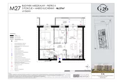 3 pokoje, mieszkanie 46,57 m², piętro 2, oferta nr 27, Gęsia 26 - Bud. A1, Lublin, Węglin Południowy, Węglin, ul. Gęsia 26
