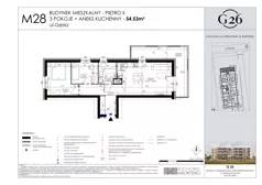 3 pokoje, mieszkanie 54,53 m², piętro 2, oferta nr 28, Gęsia 26 - Bud. A1, Lublin, Węglin Południowy, Węglin, ul. Gęsia 26
