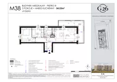 3 pokoje, mieszkanie 54,53 m², piętro 3, oferta nr 38, Gęsia 26 - Bud. A1, Lublin, Węglin Południowy, Węglin, ul. Gęsia 26