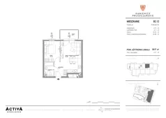 2 pokoje, mieszkanie 38,97 m², piętro 1, oferta nr B2.12, Kamienice Pruszczańskie, Pruszcz Gdański, ul. Grunwaldzka 71B, 71D