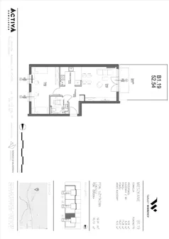2 pokoje, mieszkanie 52,47 m², piętro 1, oferta nr B1.22, Tarasy Wierzycy, Gniew, ul. Leśna