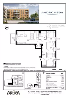 4 pokoje, mieszkanie 74,51 m², piętro 2, oferta nr B6.48, Andromeda, Rotmanka, ul. Bajki