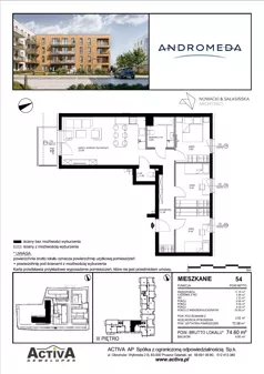 4 pokoje, mieszkanie 74,60 m², piętro 3, oferta nr B6.54, Andromeda, Rotmanka, ul. Bajki