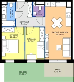 3 pokoje, apartament 53,91 m², parter, oferta nr B2.10, Kamienice Pruszczańskie, Pruszcz Gdański, ul. Grunwaldzka 71B, 71D