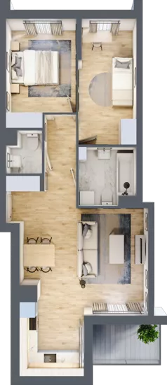 3 pokoje, mieszkanie 61,28 m², piętro 1, oferta nr B15/C046, Miasto Moje, Warszawa, Białołęka, Żerań, ul. Marywilska 62