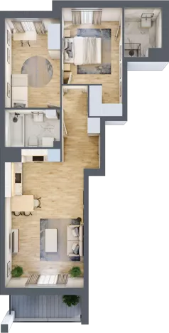 3 pokoje, mieszkanie 63,12 m², piętro 1, oferta nr B16/B017, Miasto Moje, Warszawa, Białołęka, Żerań, ul. Marywilska 62