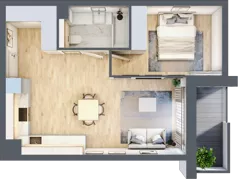 2 pokoje, mieszkanie 43,00 m², piętro 1, oferta nr B042, Grunwald Między Drzewami 2, Poznań, Grunwald, Grunwald Południe, ul. Smardzewska / Unii Europejskiej