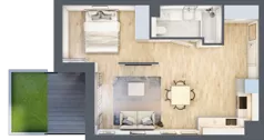 1 pokój, mieszkanie 41,09 m², parter, oferta nr B040, Grunwald Między Drzewami 2, Poznań, Grunwald, Grunwald Południe, ul. Smardzewska / Unii Europejskiej