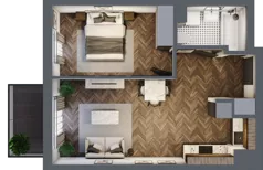 2 pokoje, mieszkanie 44,47 m², piętro 2, oferta nr A037, Zielono MI, Warszawa, Mokotów, Siekierki, ul. Polska 10
