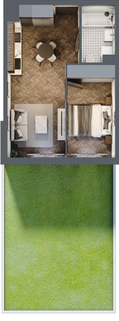 2 pokoje, mieszkanie 37,04 m², parter, oferta nr C026, Zielono MI II, Warszawa, Mokotów, Siekierki, ul. Polska 10