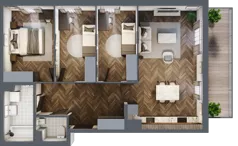 4 pokoje, mieszkanie 80,53 m², piętro 1, oferta nr D008, Zielono MI II, Warszawa, Mokotów, Siekierki, ul. Polska 10