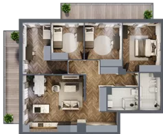 5 pokoi, mieszkanie 108,02 m², piętro 1, oferta nr D005, Zielono MI II, Warszawa, Mokotów, Siekierki, ul. Polska 10