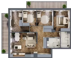 5 pokoi, mieszkanie 108,02 m², piętro 2, oferta nr D009, Zielono MI II, Warszawa, Mokotów, Siekierki, ul. Polska 10
