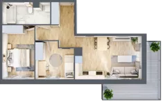 3 pokoje, mieszkanie 55,54 m², piętro 2, oferta nr A08, Osiedle Startowe, Wrocław, Psie Pole-Zawidawie, Zakrzów, ul. Zatorska / al. Sobieskiego