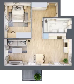 2 pokoje, mieszkanie 49,13 m², piętro 2, oferta nr E07, Osiedle Startowe, Wrocław, Psie Pole-Zawidawie, Zakrzów, ul. Zatorska / al. Sobieskiego