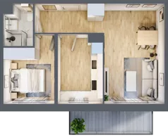 2 pokoje, mieszkanie 44,31 m², piętro 1, oferta nr D02, Osiedle Startowe, Wrocław, Psie Pole-Zawidawie, Zakrzów, ul. Zatorska / al. Sobieskiego