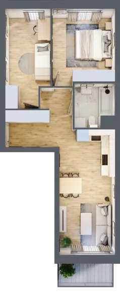 3 pokoje, mieszkanie 55,22 m², piętro 1, oferta nr E05, Osiedle Startowe, Wrocław, Psie Pole-Zawidawie, Zakrzów, ul. Zatorska / al. Sobieskiego