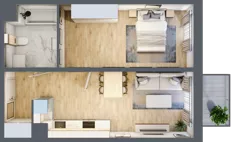 2 pokoje, mieszkanie 44,57 m², piętro 5, oferta nr B19, Osiedle Startowe, Wrocław, Psie Pole-Zawidawie, Zakrzów, ul. Zatorska / al. Sobieskiego