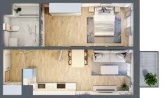2 pokoje, mieszkanie 44,57 m², piętro 3, oferta nr B11, Osiedle Startowe, Wrocław, Psie Pole-Zawidawie, Zakrzów, ul. Zatorska / al. Sobieskiego
