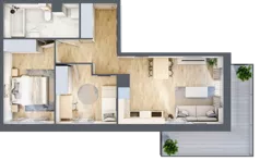 3 pokoje, mieszkanie 55,54 m², piętro 3, oferta nr A14, Osiedle Startowe, Wrocław, Psie Pole-Zawidawie, Zakrzów, ul. Zatorska / al. Sobieskiego