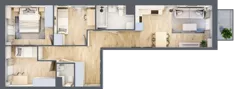 4 pokoje, mieszkanie 66,56 m², piętro 1, oferta nr B04, Osiedle Startowe, Wrocław, Psie Pole-Zawidawie, Zakrzów, ul. Zatorska / al. Sobieskiego