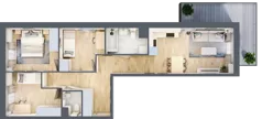 4 pokoje, mieszkanie 66,61 m², piętro 3, oferta nr B12, Osiedle Startowe, Wrocław, Psie Pole-Zawidawie, Zakrzów, ul. Zatorska / al. Sobieskiego