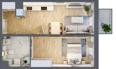 2 pokoje, mieszkanie 44,74 m², piętro 2, oferta nr B06, Osiedle Startowe, Wrocław, Psie Pole-Zawidawie, Zakrzów, ul. Zatorska / al. Sobieskiego