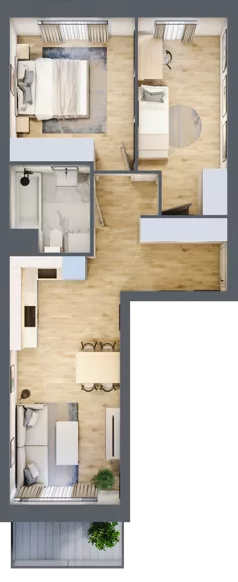 3 pokoje, mieszkanie 55,22 m², piętro 1, oferta nr F01, Osiedle Startowe, Wrocław, Psie Pole-Zawidawie, Zakrzów, ul. Zatorska / al. Sobieskiego