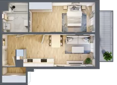2 pokoje, mieszkanie 46,12 m², piętro 2, oferta nr A11, Osiedle Startowe, Wrocław, Psie Pole-Zawidawie, Zakrzów, ul. Zatorska / al. Sobieskiego