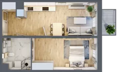 2 pokoje, mieszkanie 44,74 m², piętro 4, oferta nr B14, Osiedle Startowe, Wrocław, Psie Pole-Zawidawie, Zakrzów, ul. Zatorska / al. Sobieskiego