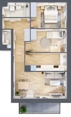 3 pokoje, mieszkanie 67,42 m², piętro 1, oferta nr G03, Osiedle Startowe, Wrocław, Psie Pole-Zawidawie, Zakrzów, ul. Zatorska / al. Sobieskiego