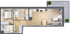 3 pokoje, mieszkanie 56,26 m², piętro 1, oferta nr D05, Osiedle Startowe, Wrocław, Psie Pole-Zawidawie, Zakrzów, ul. Zatorska / al. Sobieskiego