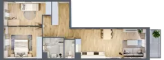 3 pokoje, mieszkanie 67,77 m², piętro 1, oferta nr B01, Osiedle Startowe, Wrocław, Psie Pole-Zawidawie, Zakrzów, ul. Zatorska / al. Sobieskiego