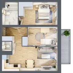 3 pokoje, mieszkanie 61,78 m², piętro 1, oferta nr G04, Osiedle Startowe, Wrocław, Psie Pole-Zawidawie, Zakrzów, ul. Zatorska / al. Sobieskiego