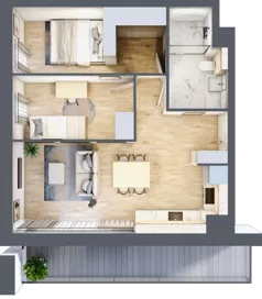 3 pokoje, mieszkanie 49,45 m², piętro 5, oferta nr C119, Grunwald Między Drzewami 3, Poznań, Grunwald, Grunwald Południe, ul. Unii Europejskiej / Smardzewska